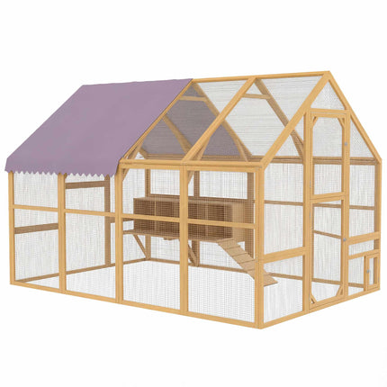 Chicken Coop with Run, 4 Nest Boxes, for 8-12 Hens