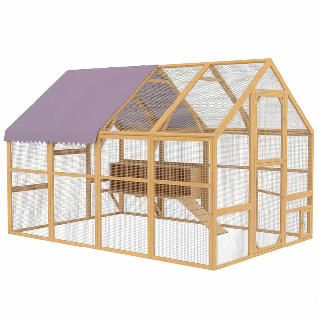 Chicken Coop with Run, 4 Nest Boxes, for 8-12 Hens