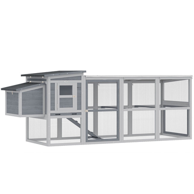 Chicken Coop with Run, Nesting Box, Asphalt Roof, 264x82x89cm
