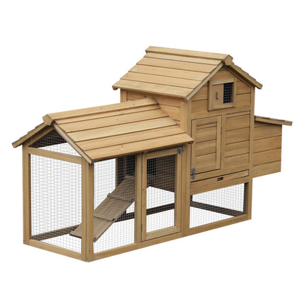 Chicken Coop with Run, Wood, 2 Levels, Nesting Box