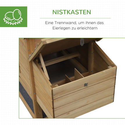 Chicken Coop with Run, Wood, 2 Levels, Nesting Box