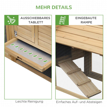 Chicken Coop with Run, Wood, 2 Levels, Nesting Box