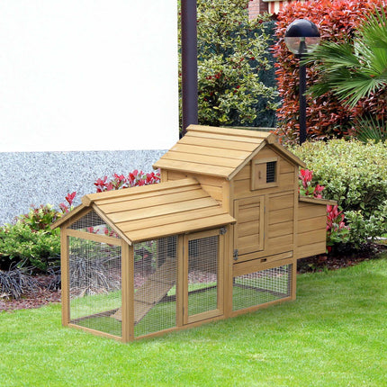 Chicken Coop with Run, Wood, 2 Levels, Nesting Box