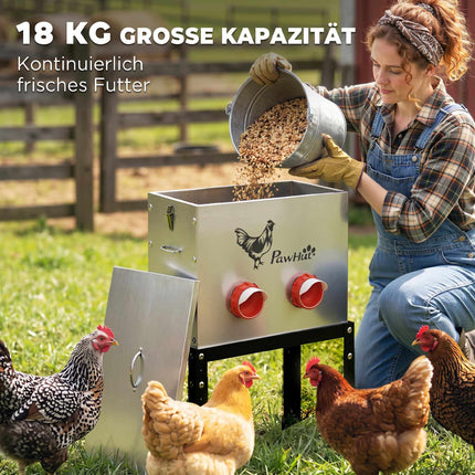 Chicken Feeder 18kg Capacity, Adjustable Legs, 6 Openings