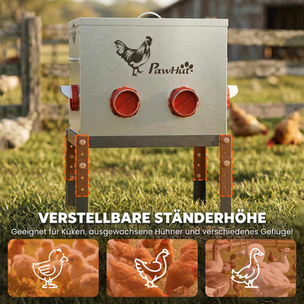Chicken Feeder 18kg Capacity, Adjustable Legs, 6 Openings