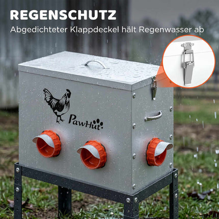 Chicken Feeder 18kg Capacity, Adjustable Legs, 6 Openings