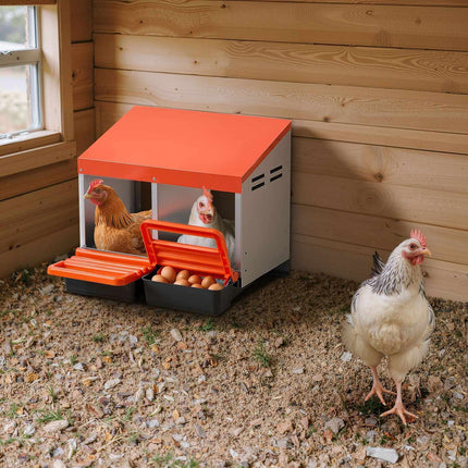 Chicken Nesting Box, 2-Compartment Roll-Away, Wall Mount