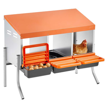Chicken Nesting Box, 3-Compartment Roll Away, With Legs