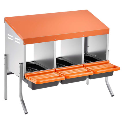 Chicken Nesting Box, 3-Compartment Roll Away, With Legs
