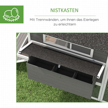 Chicken house with nest box and run for 8–10 chickens