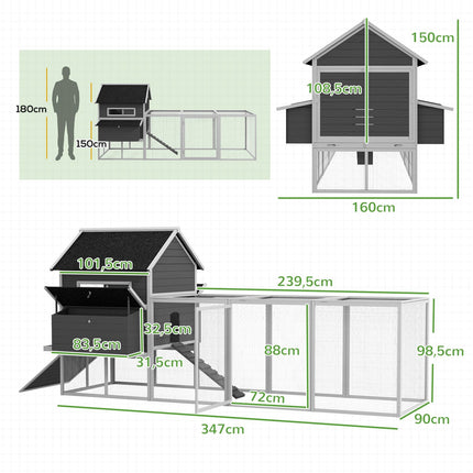 Chicken house with nest box and run for 8–10 chickens