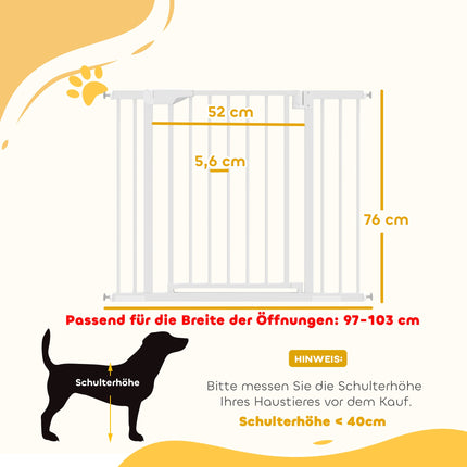 Child Safety Gate, No-Drill, Auto-Close, 76-103 x 76 cm
