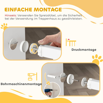 Child Safety Gate, No-Drill, Auto-Close, 76-82cm, White