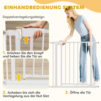 Child Safety Gate, No-Drill, Auto-Close, 76-82cm, White