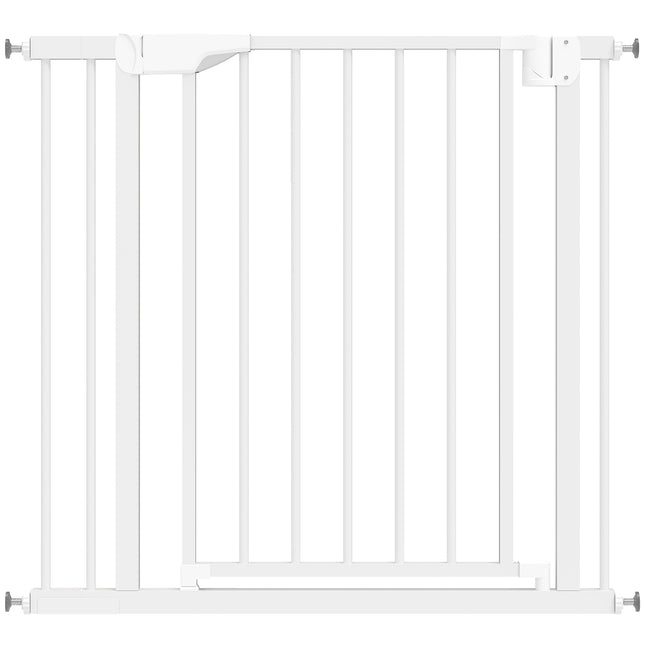 Child Safety Gate, No-Drill, Auto-Close, 76-89x76 cm, White