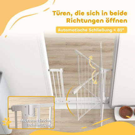 Child Safety Gate, No-Drill, Auto-Close, 76-89x76 cm, White