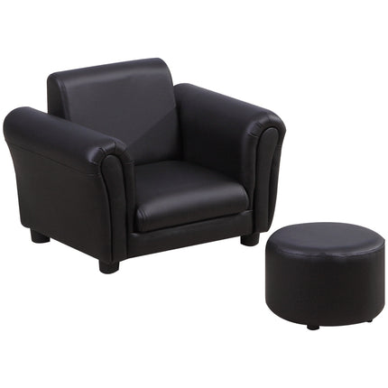 Black armchair for children with footstool - 3-7 years, 54x42x41cm