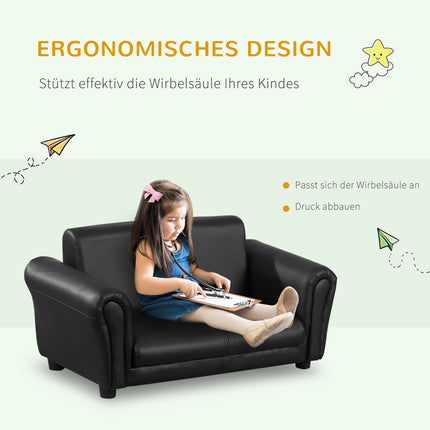 Children's black armchair & footstool Set - Comfortable 83cm