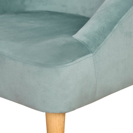 Velvet armchair for children with footstool, green, 51cm