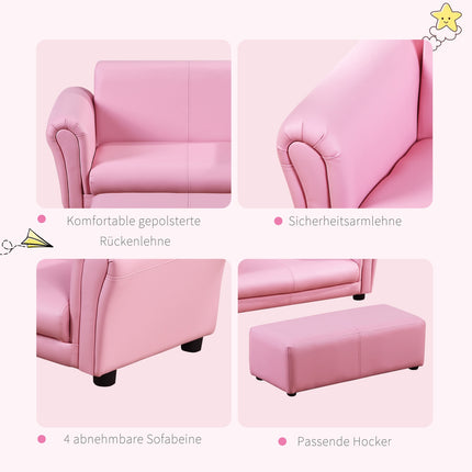 Pink children's armchair & footstool - 83x42x41cm, Comfort Set
