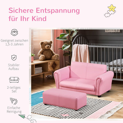 Pink children's armchair & footstool - 83x42x41cm, Comfort Set