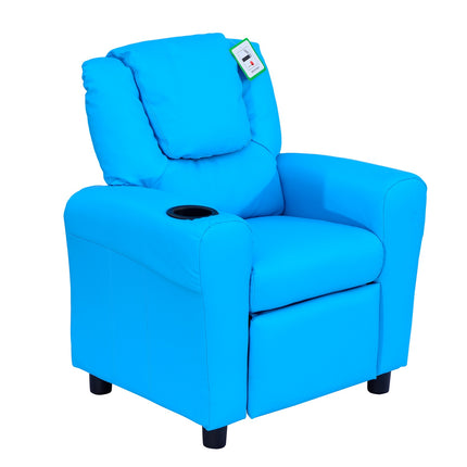 Armchair for children with cup holder, blue - 62x52x69 Cm