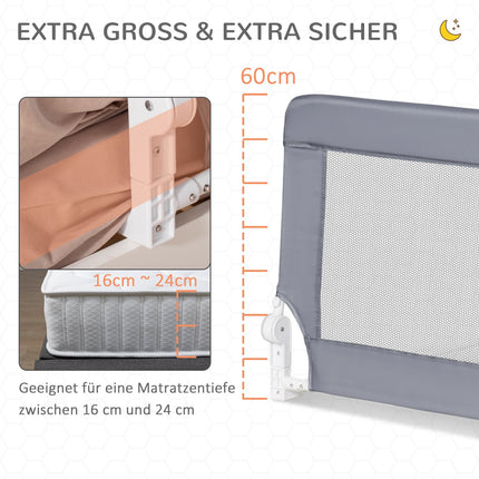 Children's bed rail, 120cm Bed cover, Grey