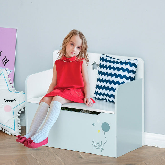 Children's storage bench - Toy Box Chest, Light blue, 3-6 years