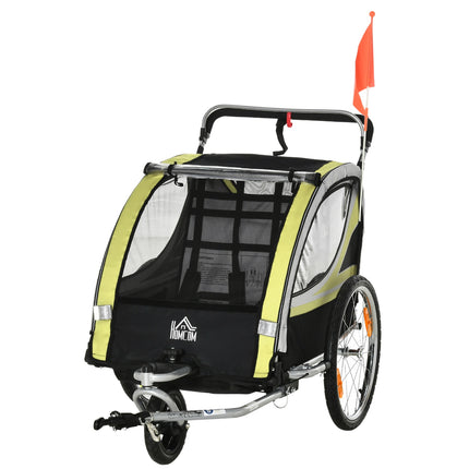 Children's bicycle stroller with suspension & brake, yellow/black