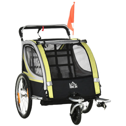 Children's bicycle stroller with suspension & brake, yellow/black
