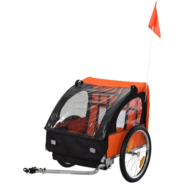 Children's bicycle stroller for 2, steel frame, safety belts