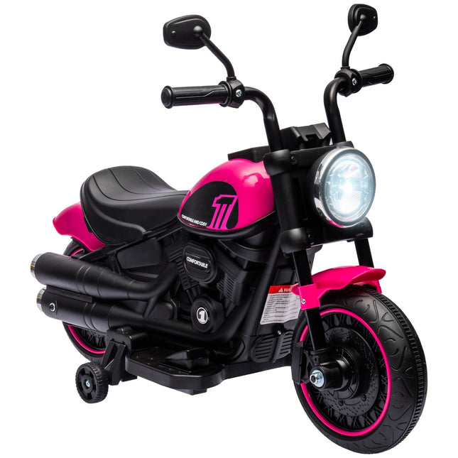 Electric motorcycle for children, pink, 2 removable wheels, 1.5-3 km/h