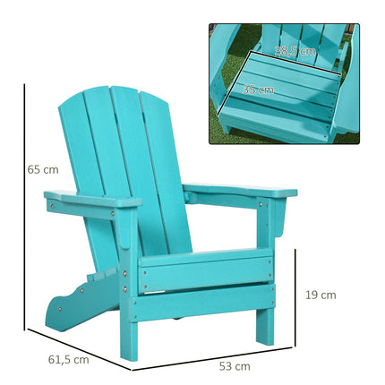 Children's teal Adirondack chair for ages 3+ with slatted design