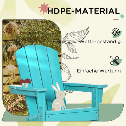 Children's teal Adirondack chair for ages 3+ with slatted design