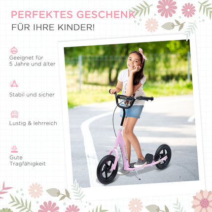 12-inch scooter for children with rear brake, pink