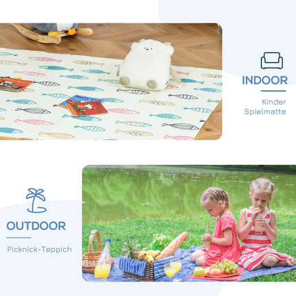 Fold-up playmat for children, Animal & Fish design, 200x150 cm