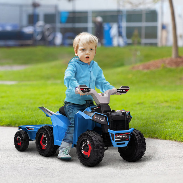 Electric quad bike for children with trailer, 6V, blue, 1.5-3 years