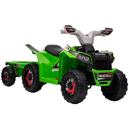 Electric quad bike for children with trailer - 6V, 2.5 km/h, green