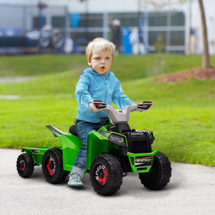 Electric quad bike for children with trailer - 6V, 2.5 km/h, green