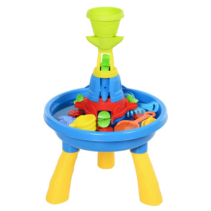 Sand and water play table for children with 21 accessories