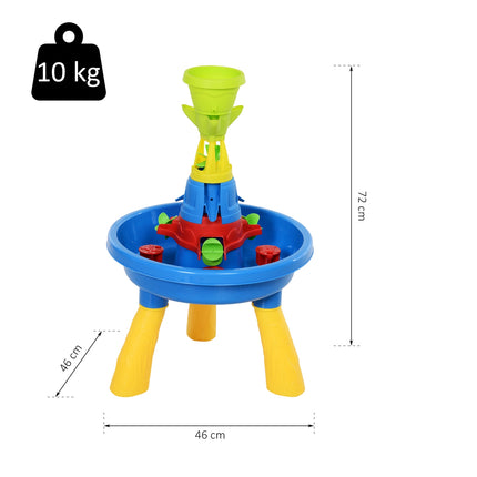 Sand and water play table for children with 21 accessories