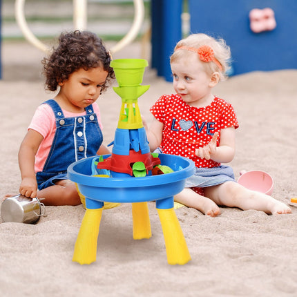 Sand and water play table for children with 21 accessories