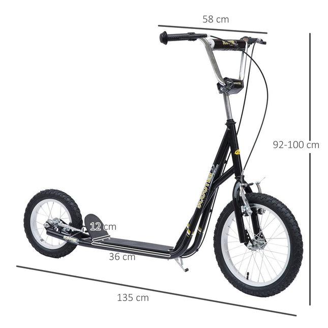 City scooter for children with brakes, 16/12 inch, black