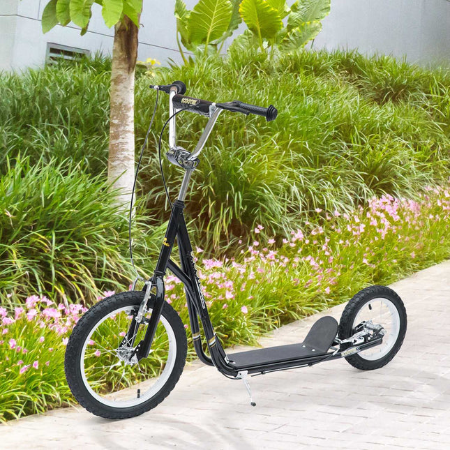 City scooter for children with brakes, 16/12 inch, black