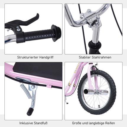 16-inch pink scooter for kids with pneumatic tires
