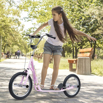 16-inch pink scooter for kids with pneumatic tires