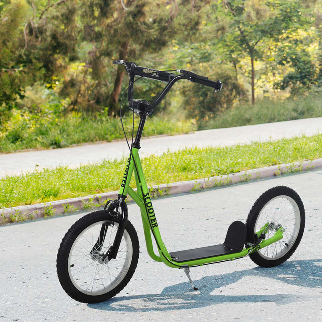 Children's scooter with handbrake, 16-inch pneumatic tires
