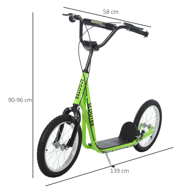 Children's scooter with handbrake, 16-inch pneumatic tires
