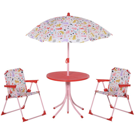 Camping set for children: table, 2 folding chairs and parasol