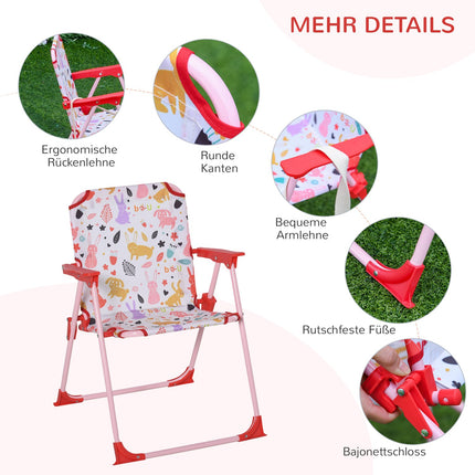 Camping set for children: table, 2 folding chairs and parasol